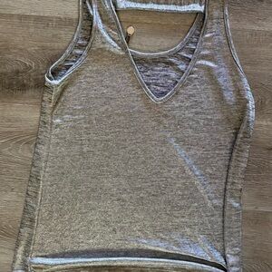 BKE Silver metallic Tank Top